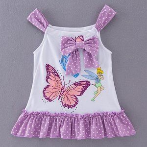 Purple & White Butterfly Cotton Baby Girl Dress